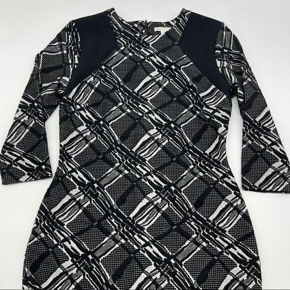 Cato Black Print Textured Knit Midi Dress Size 10 - Picture 6 of 11